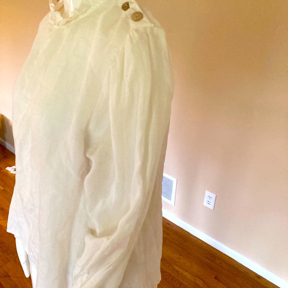 Off White long sleeve linen blouse